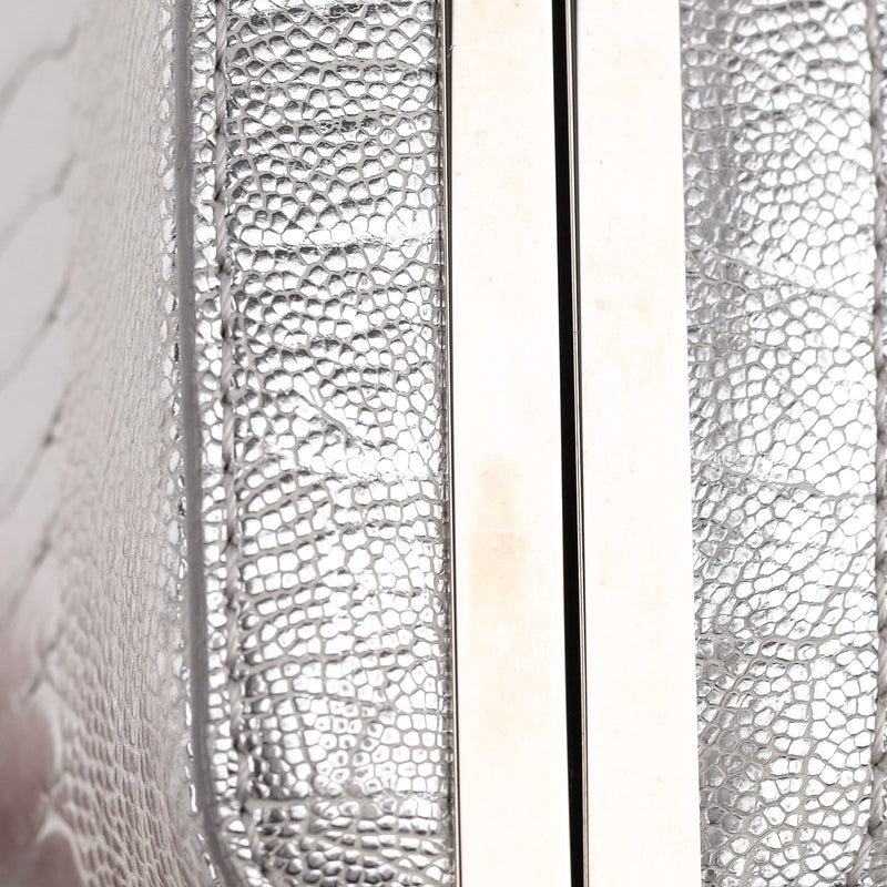 Tyler Ellis Metallic Lizard Skin Clutch Bag With Chain Strap