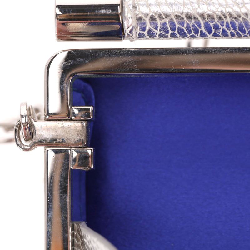 Tyler Ellis Metallic Lizard Skin Clutch Bag With Chain Strap