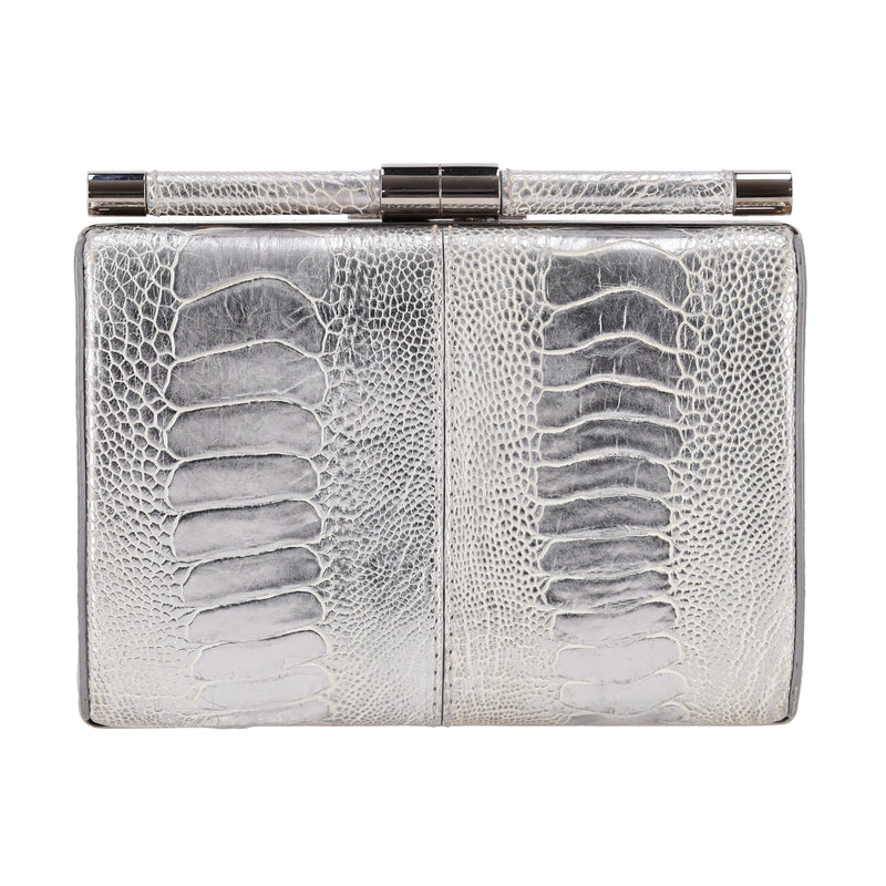 Tyler Ellis Metallic Lizard Skin Clutch Bag With Chain Strap