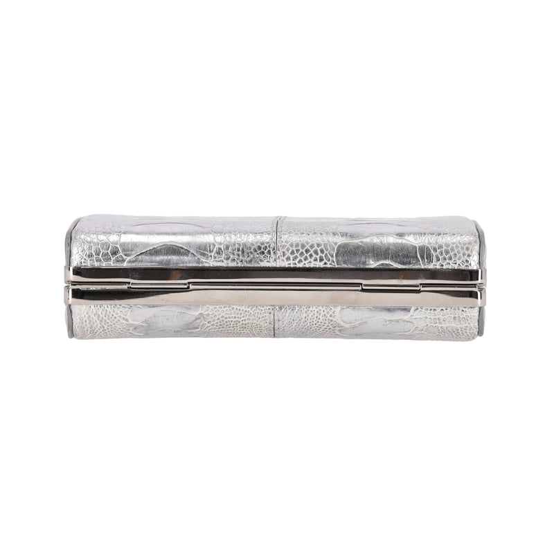 Tyler Ellis Metallic Lizard Skin Clutch Bag With Chain Strap