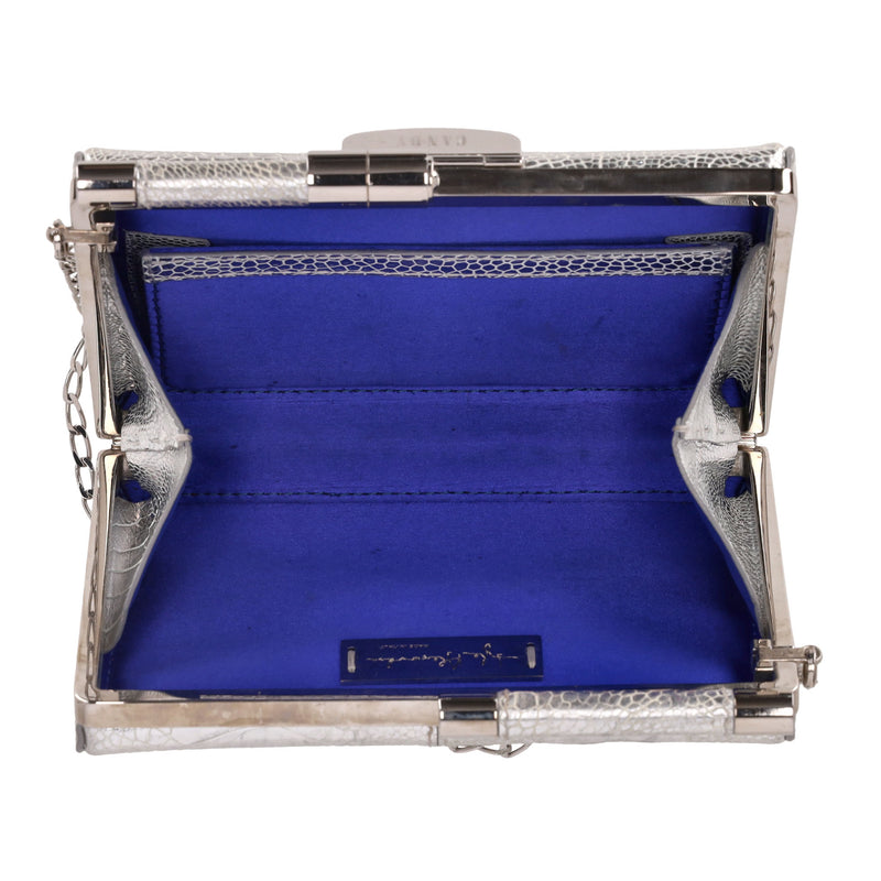 Tyler Ellis Metallic Lizard Skin Clutch Bag With Chain Strap