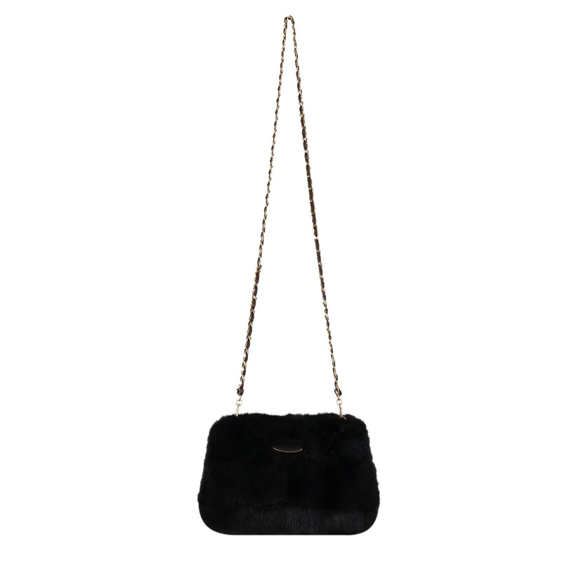 Tyler Ellis Mink Fur Clutch Bag With Leather & Chain Strap