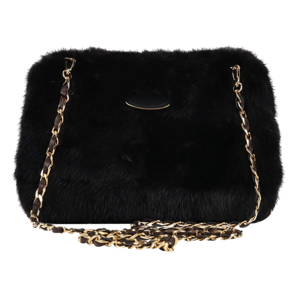 Tyler Ellis Mink Fur Clutch Bag With Leather & Chain Strap