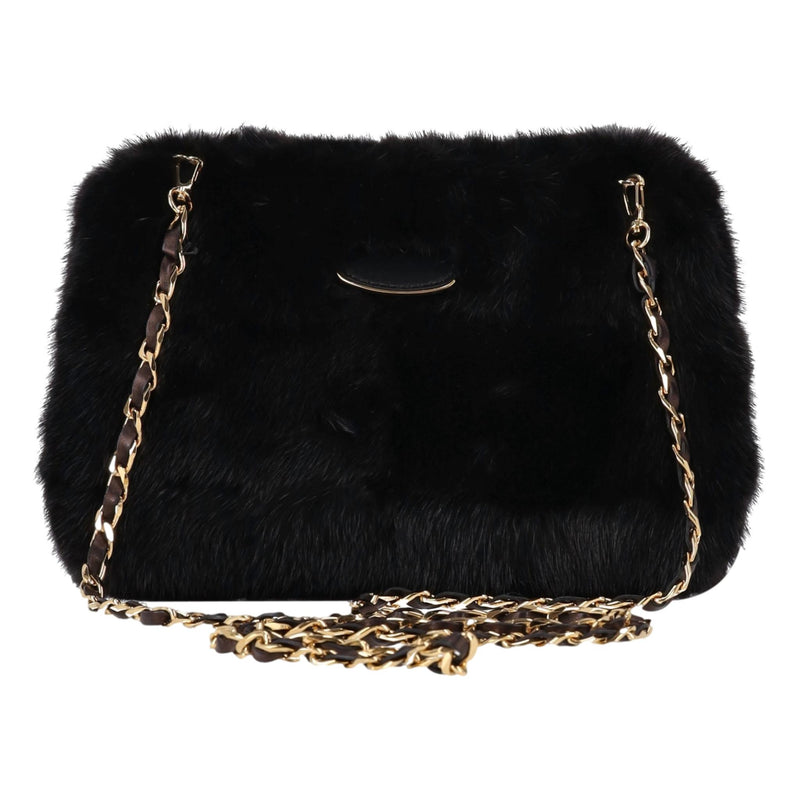 Tyler Ellis Mink Fur Clutch Bag With Leather & Chain Strap