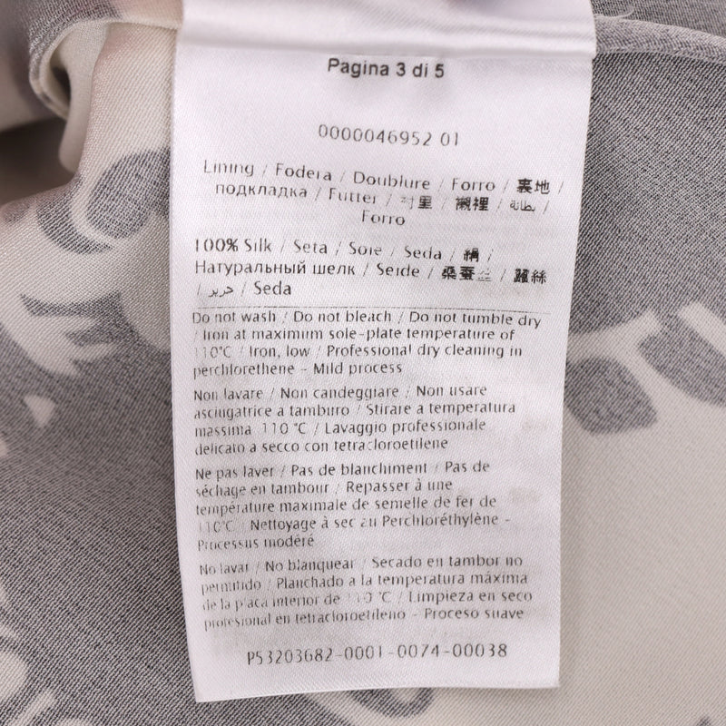 Valentino Logo Printed Silk Dress With Asymmetric Sleeves. Size 40IT