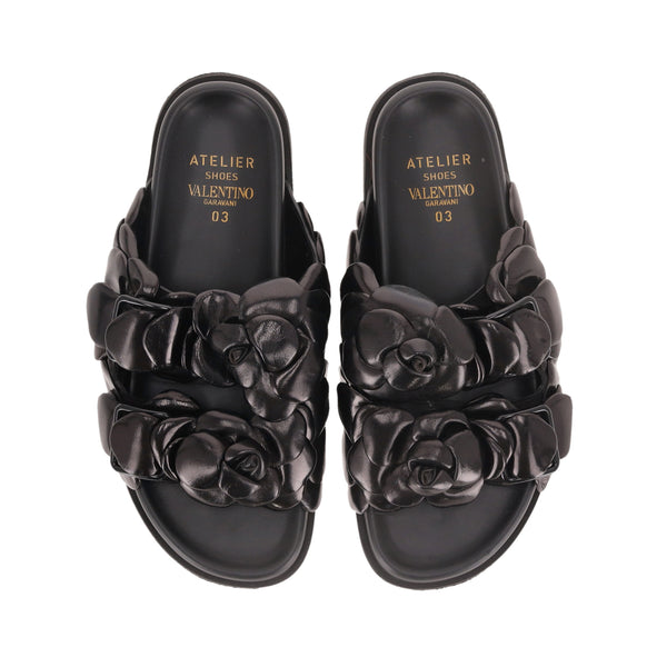 Valentino Garavani Rose Edition Leather Mule Sandals. Size 39