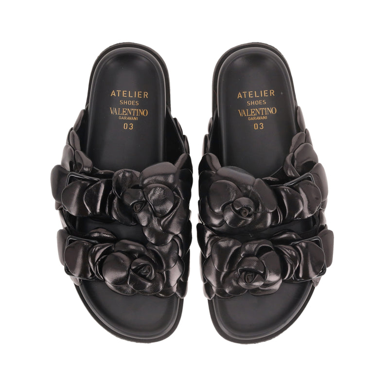 Valentino Garavani Rose Edition Leather Mule Sandals. Size 39