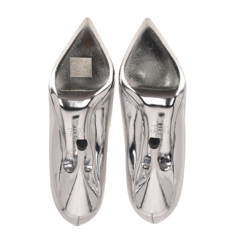 Valentino Nite-Out Mirrored Leather Pumps. Size 35