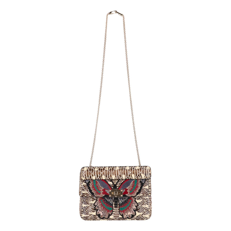 Valentino Rockstud Butterfly Water Snakeskin Crossbody Bag