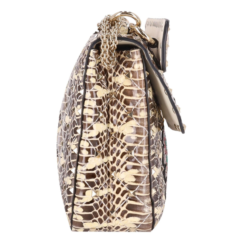 Valentino Rockstud Butterfly Water Snakeskin Crossbody Bag