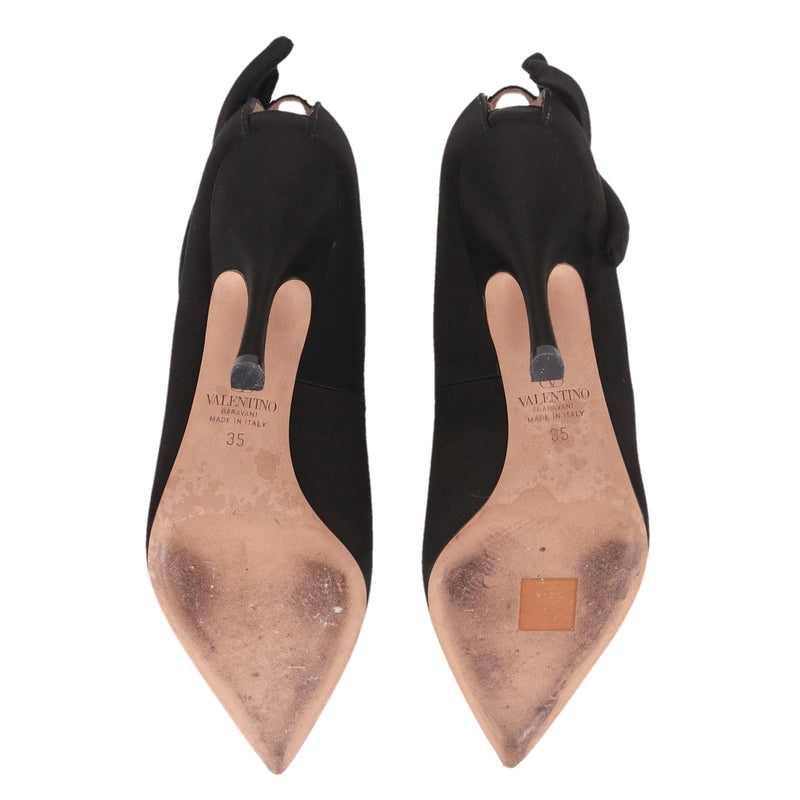 Valentino Nite-Out Bow Embellished Satin Pumps. Size 35