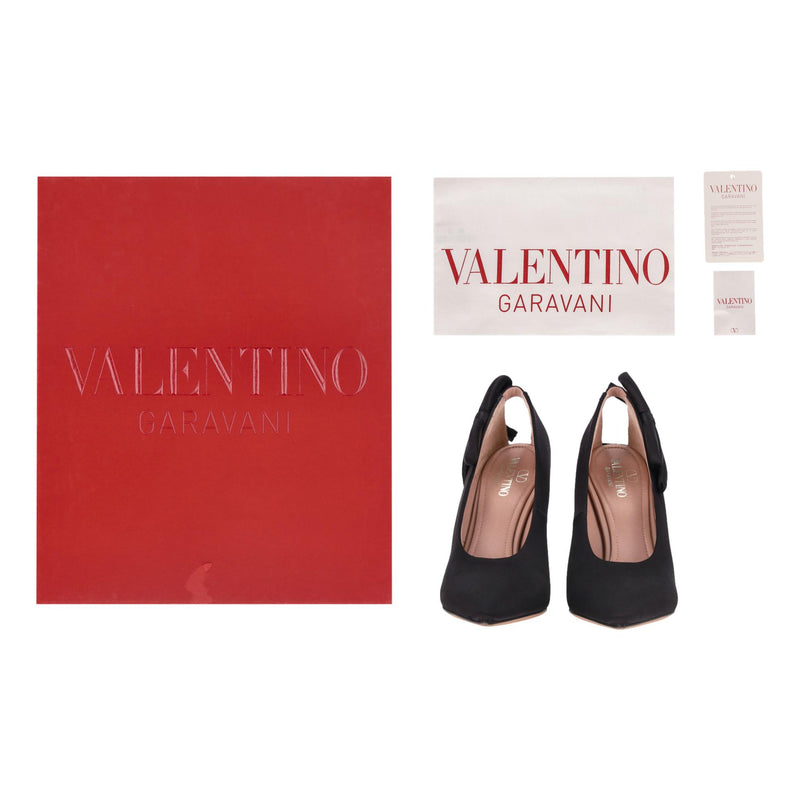 Valentino Nite-Out Bow Embellished Satin Pumps. Size 35