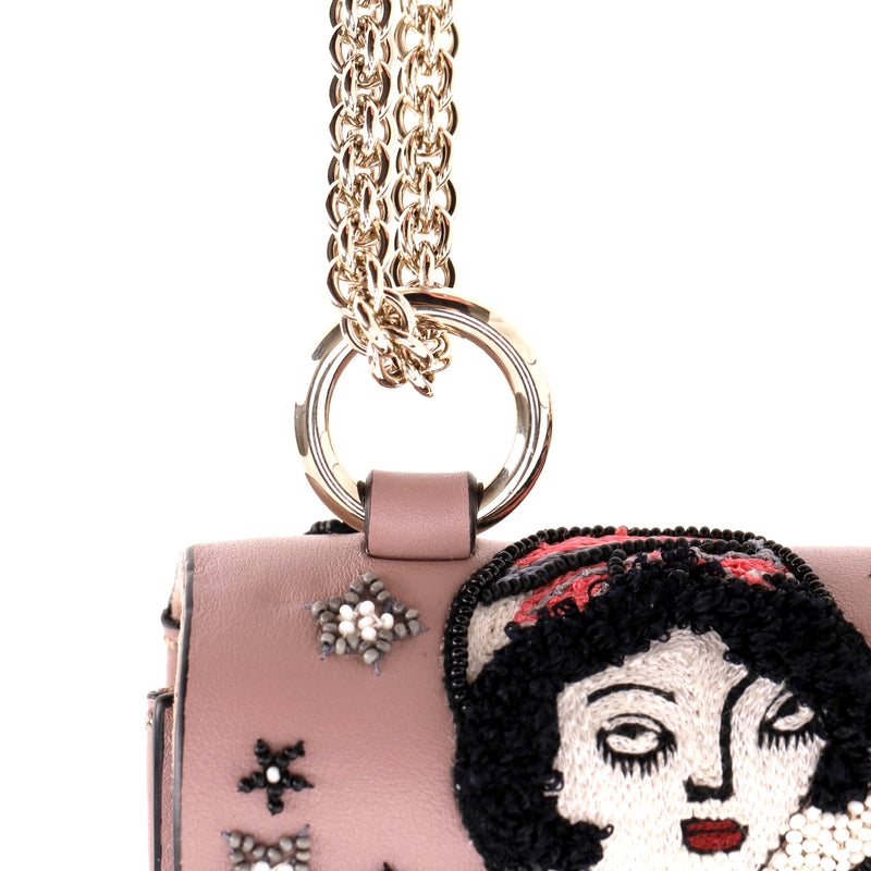 Valentino Glam Lock Rockstud Leather Tattoo Bead Embroidered Shoulder Bag