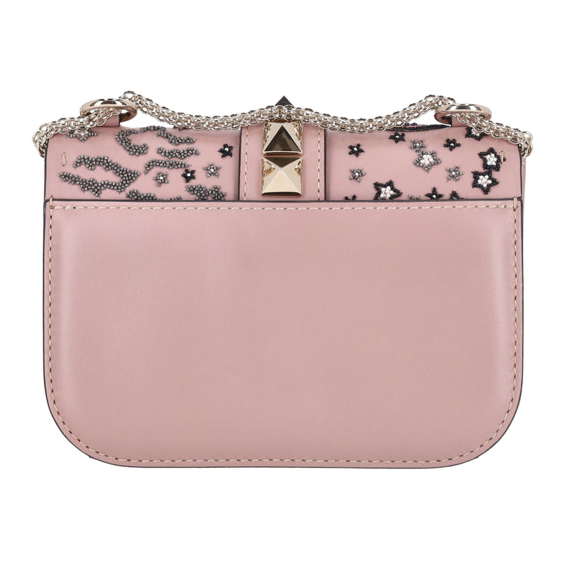 Valentino Glam Lock Rockstud Leather Tattoo Bead Embroidered Shoulder Bag