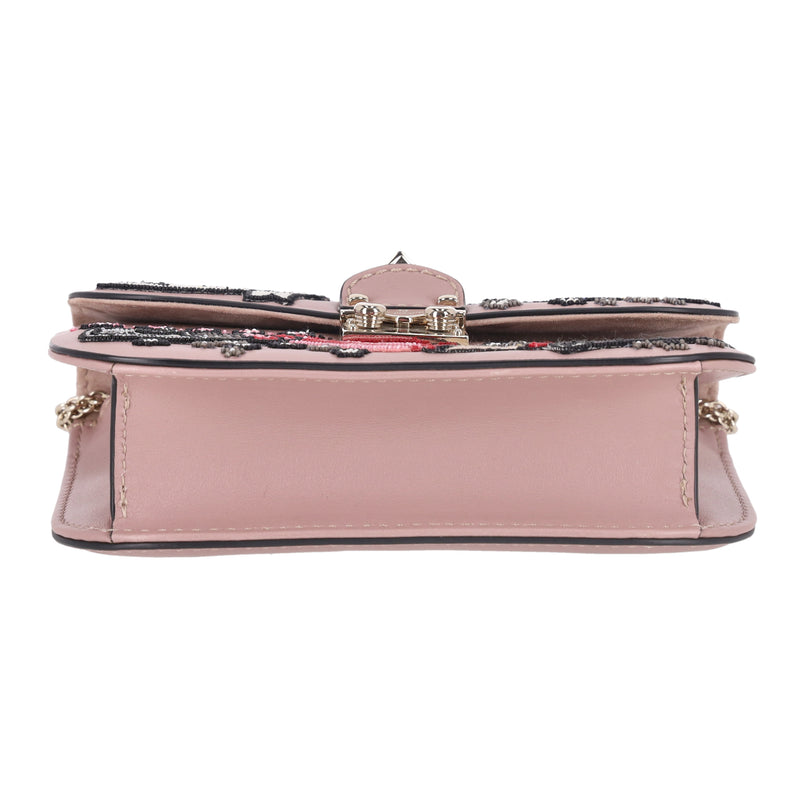 Valentino Glam Lock Rockstud Leather Tattoo Bead Embroidered Shoulder Bag