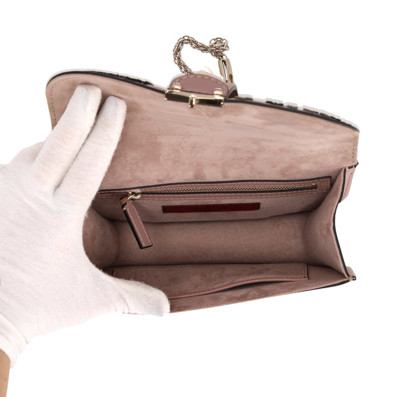 Valentino Glam Lock Rockstud Leather Tattoo Bead Embroidered Shoulder Bag
