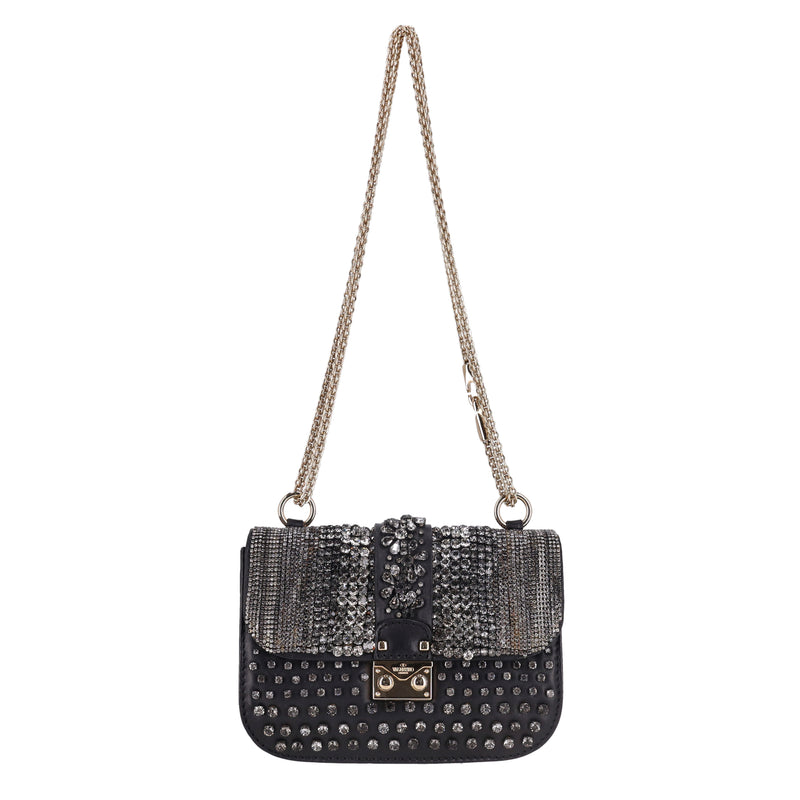 Valentino Crystal-Embellished Glam Lock Bag