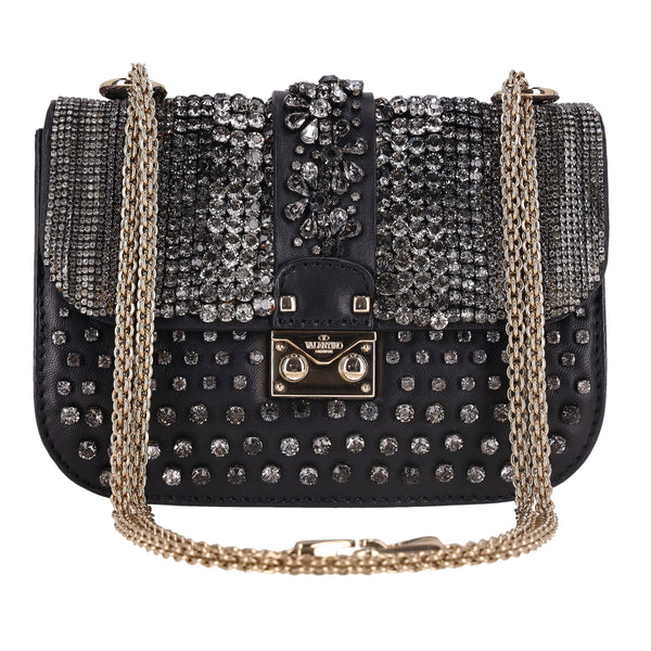 Valentino Crystal-Embellished Glam Lock Bag