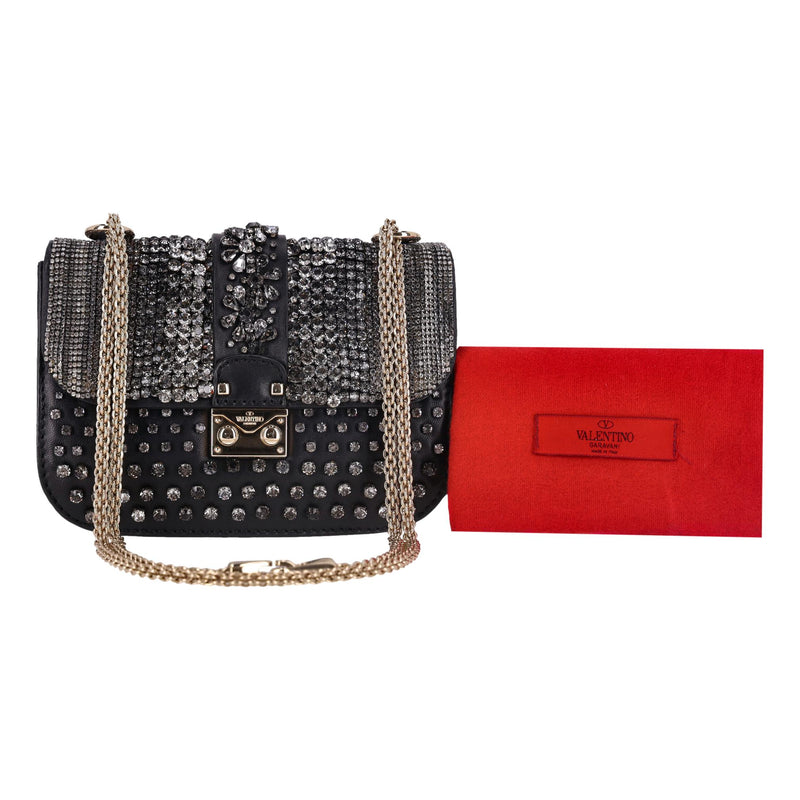 Valentino Crystal-Embellished Glam Lock Bag