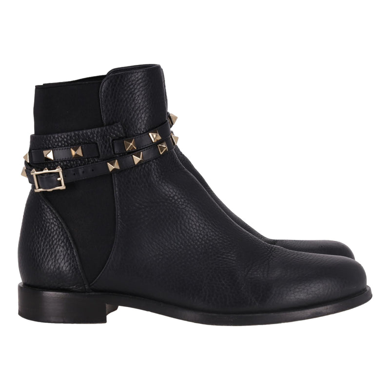 Valentino Garavani Grained Calfskin Rockstud Beatle Chelsea Ankle Boots. Size 38