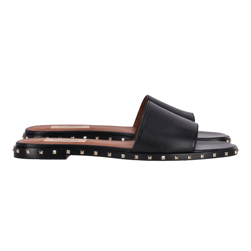 Valentino Rockstud Leather Slide Sandals. Size 37.5