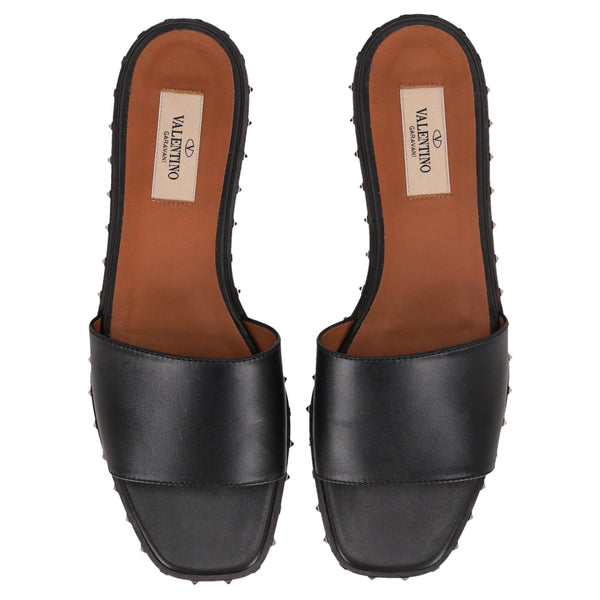 Valentino Rockstud Leather Slide Sandals. Size 37.5