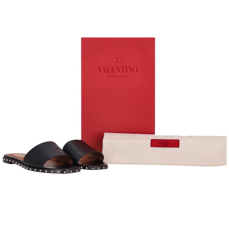 Valentino Rockstud Leather Slide Sandals. Size 37.5