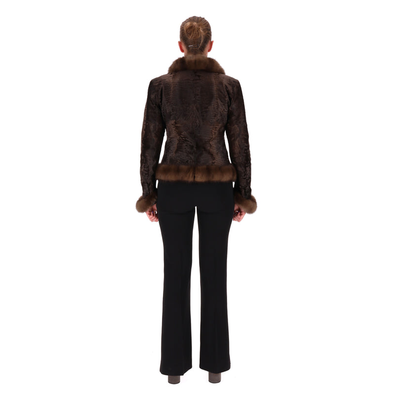 Valentino Silk Jacket With Russian Sable Fur Trim. Size M