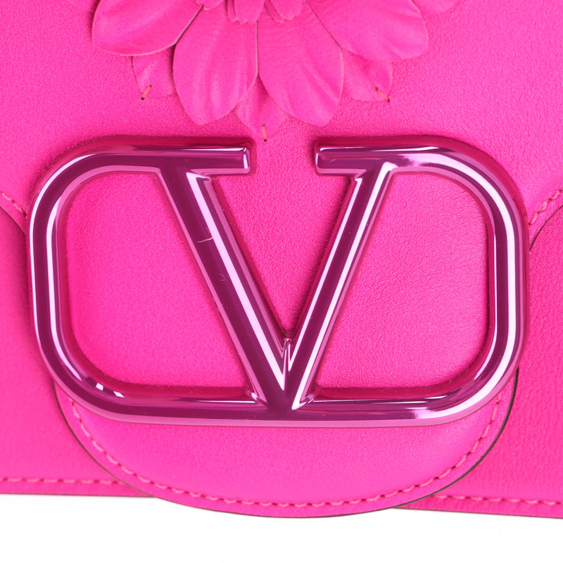 Valentino Garavani Loco Flower Appliqué Leather Shoulder Bag