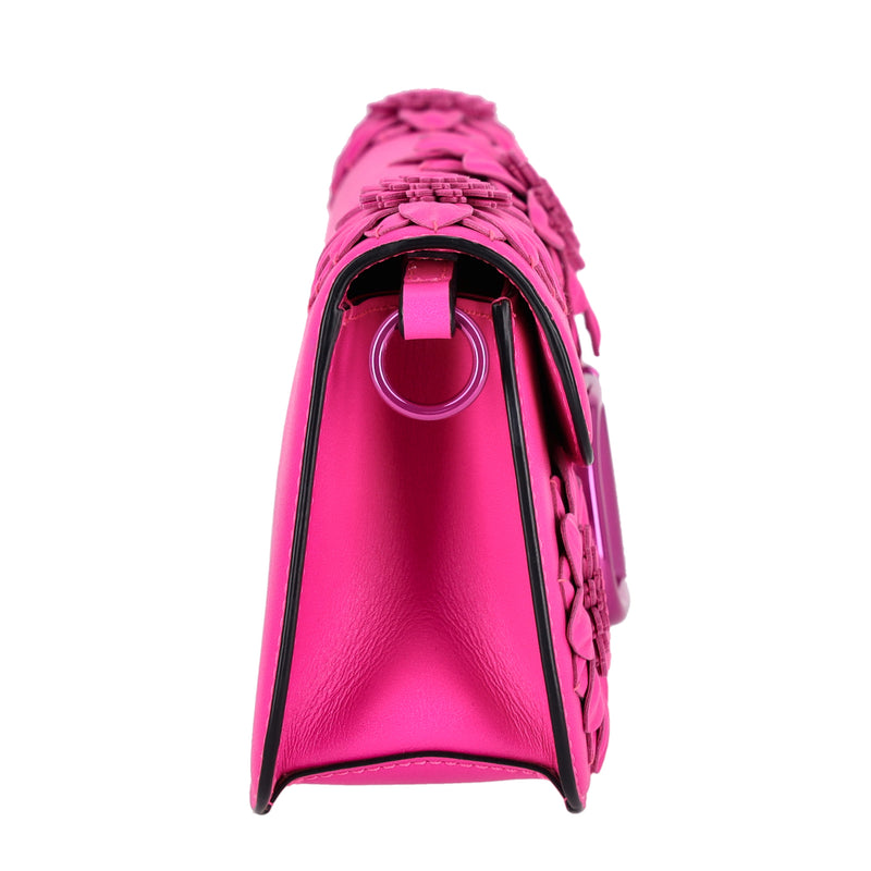 Valentino Garavani Loco Flower Appliqué Leather Shoulder Bag