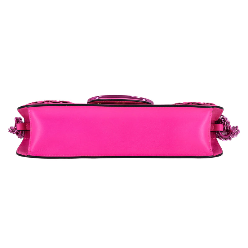 Valentino Garavani Loco Flower Appliqué Leather Shoulder Bag