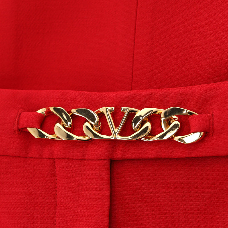 Valentino 'V' Logo Chain Wool & Silk Blend Straight-Leg Trousers. Size 40IT