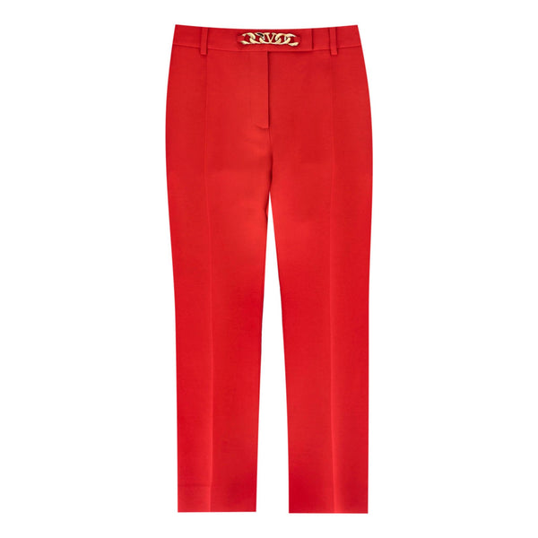 Valentino 'V' Logo Chain Wool & Silk Blend Straight-Leg Trousers. Size 40IT