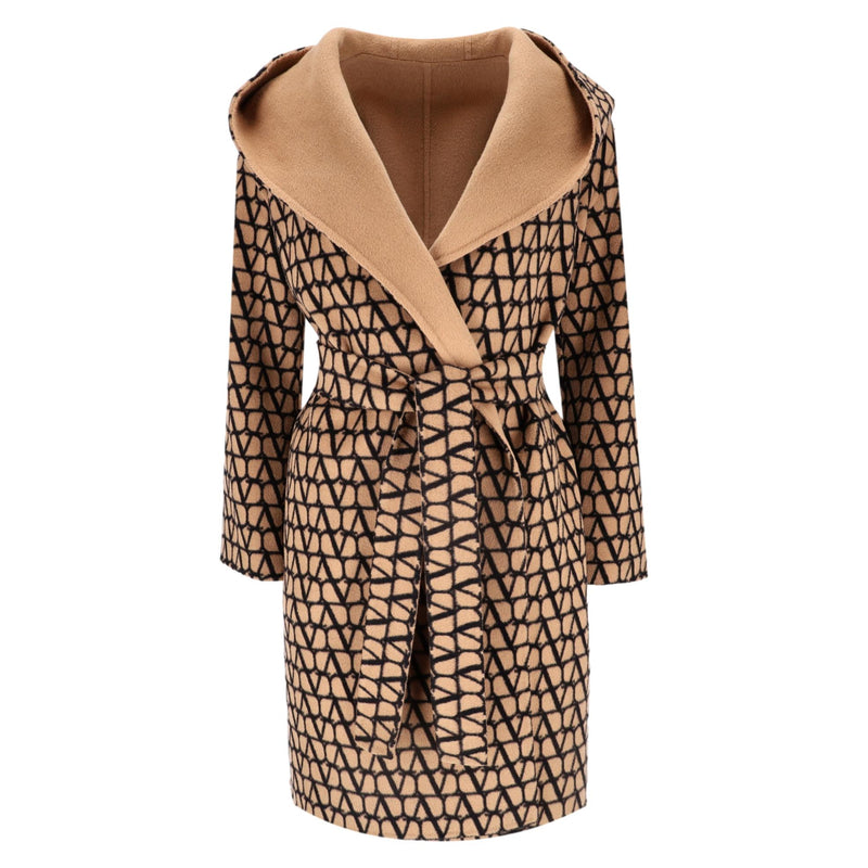 Valentino Monogram Print Virgin Wool Reversible Coat. Size 38IT