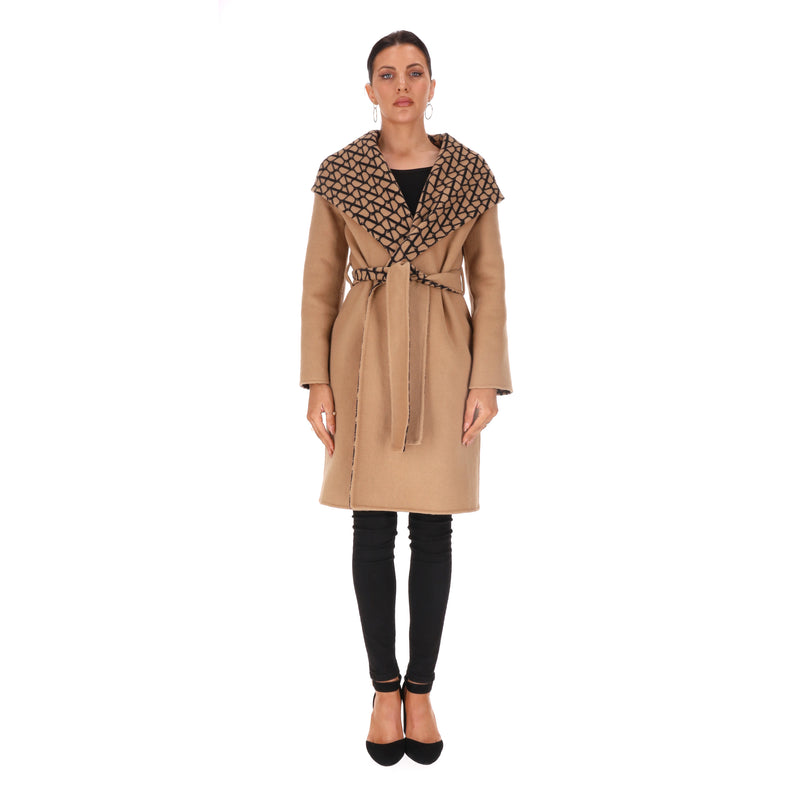 Valentino Monogram Print Virgin Wool Reversible Coat. Size 38IT