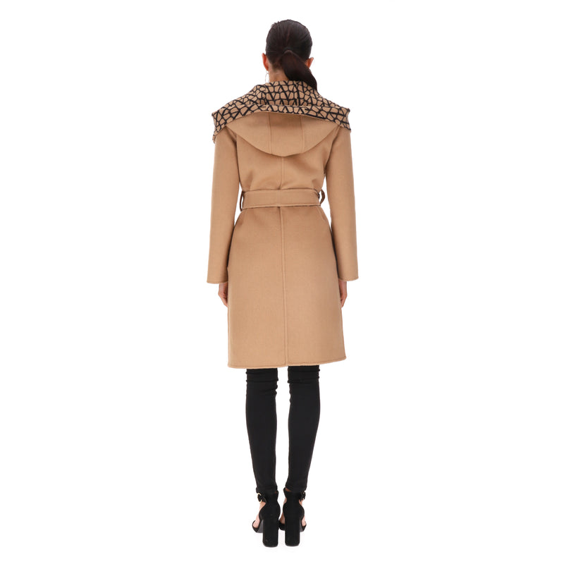 Valentino Monogram Print Virgin Wool Reversible Coat. Size 38IT