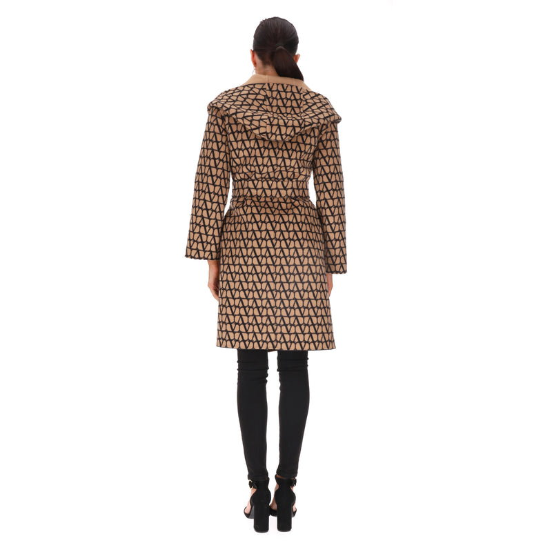 Valentino Monogram Print Virgin Wool Reversible Coat. Size 38IT