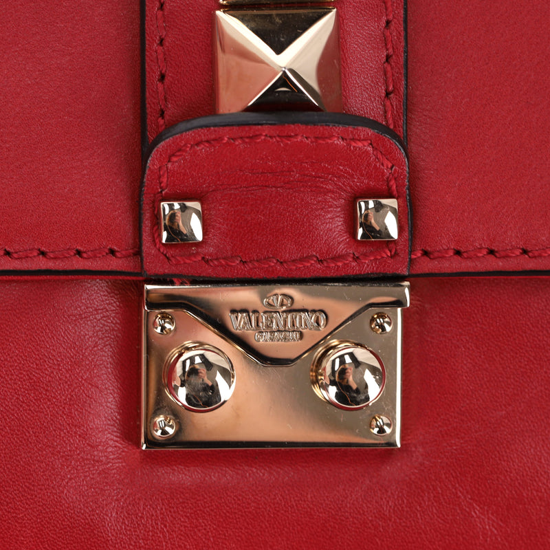 Valentino Glam Lock Rockstud Leather Shoulder Bag