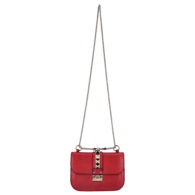Valentino Glam Lock Rockstud Leather Shoulder Bag