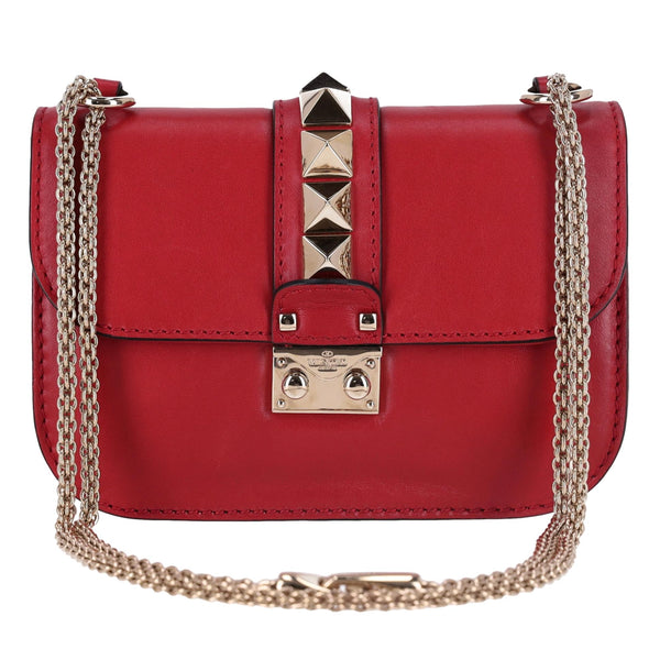 Valentino Glam Lock Rockstud Leather Shoulder Bag