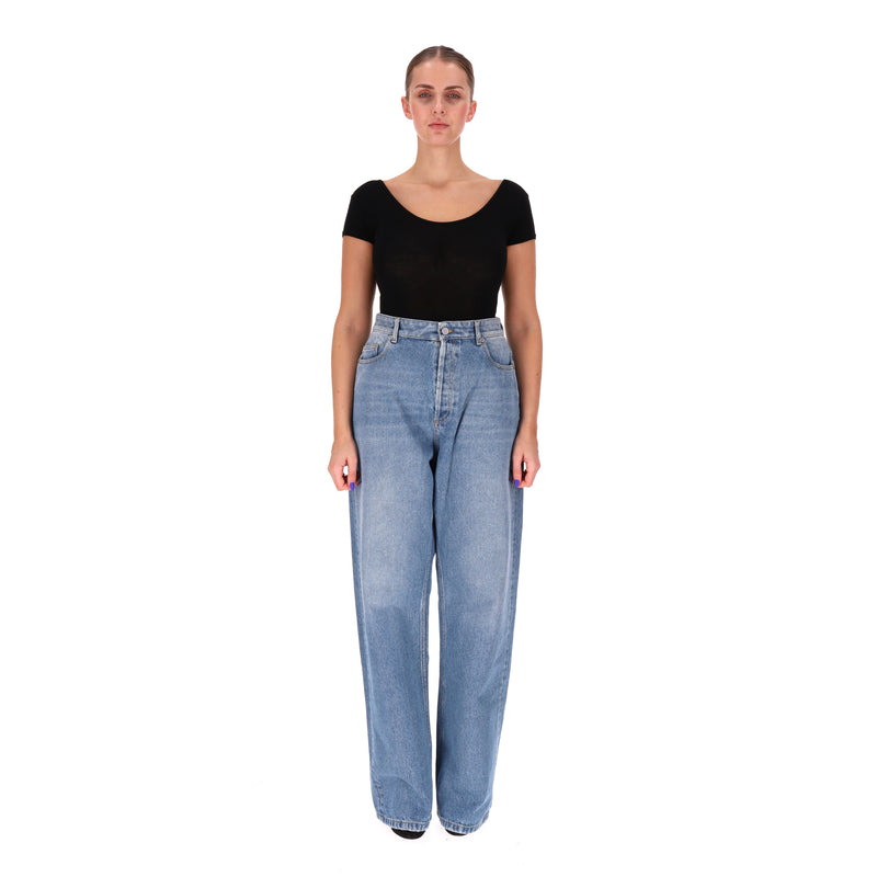 Valentino High-Rise Wide-Leg Jeans. Size 34