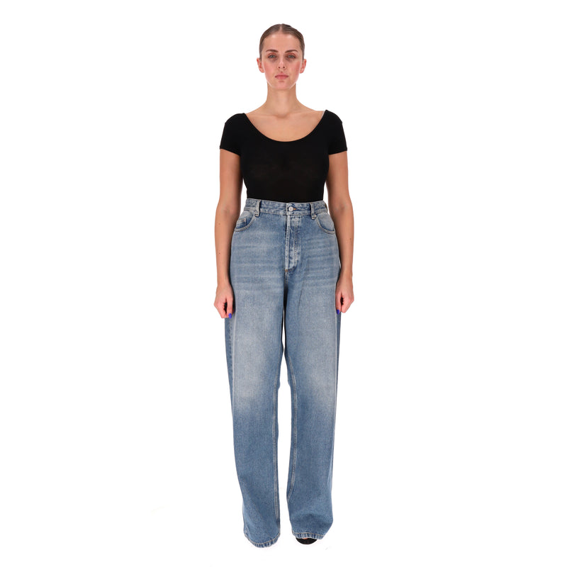 Valentino High-Rise Wide-Leg Jeans. Size 34