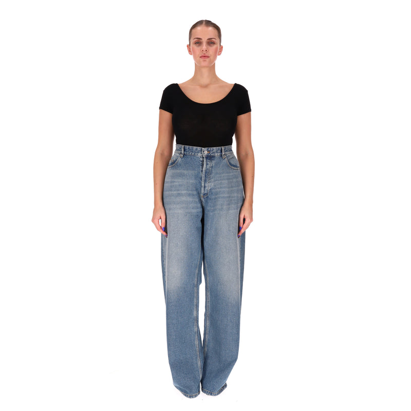 Valentino High-Rise Wide-Leg Jeans. Size 36