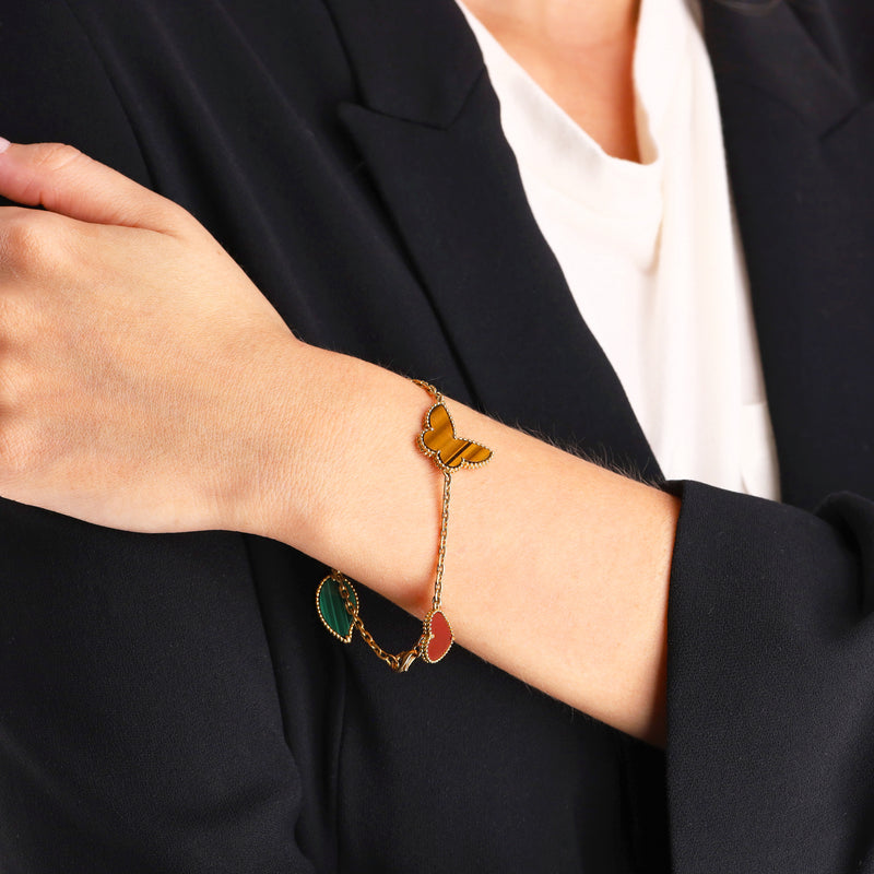 Van Cleef & Arpels Lucky Alhambra Bracelet With Four Motifs Set in 18K Yellow Gold
