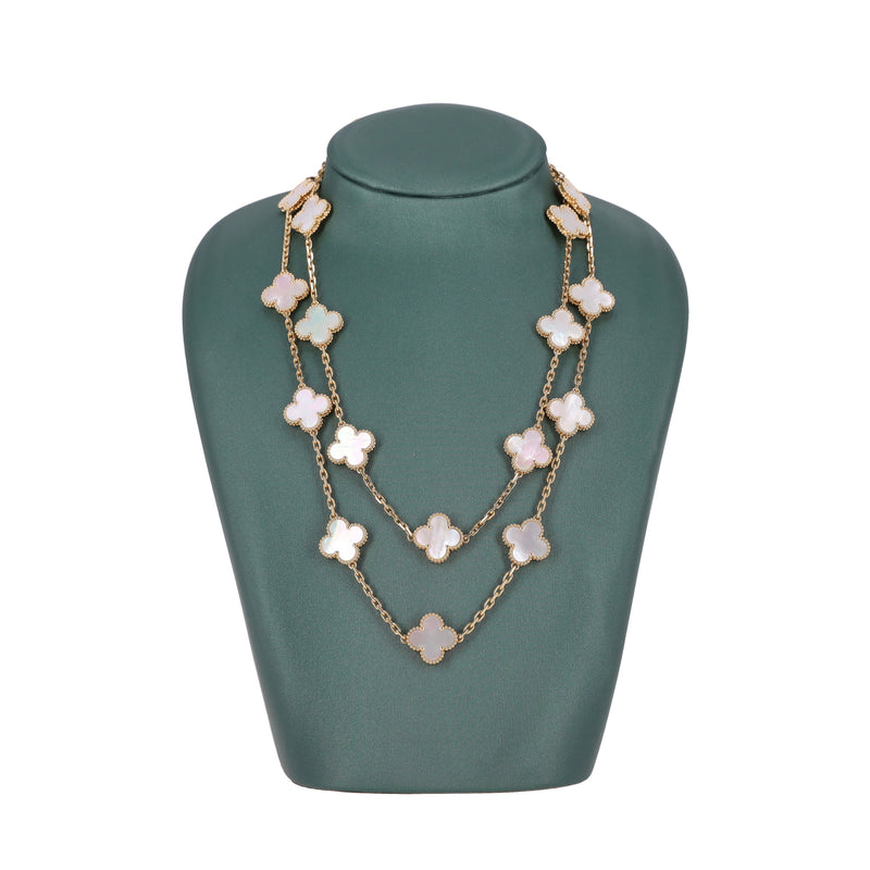 Van Cleef & Arples 20 Motif Vintage Alhambra 18K Gold & Mother Of Pearl Necklace