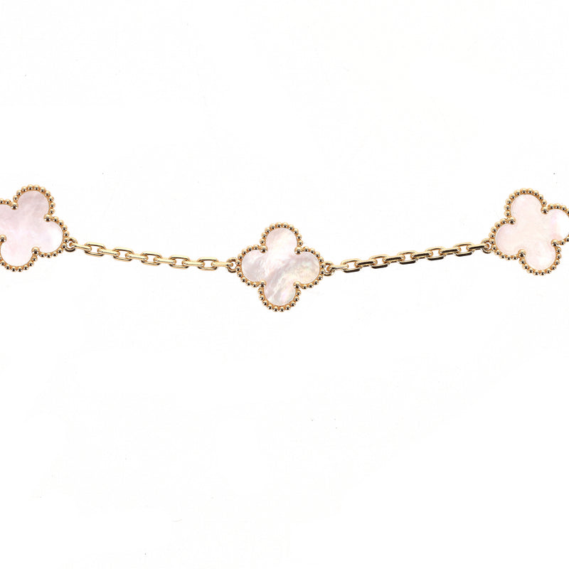 Van Cleef & Arples 20 Motif Vintage Alhambra 18K Gold & Mother Of Pearl Necklace