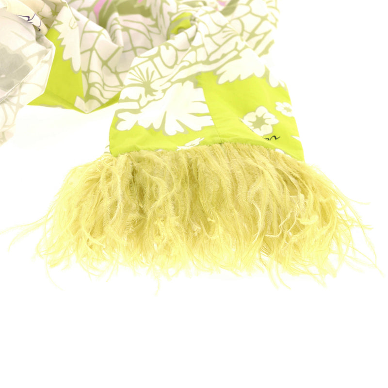 Valentino Printed Cotton Top With Feather Trimmed Sleeves. Size 38IT
