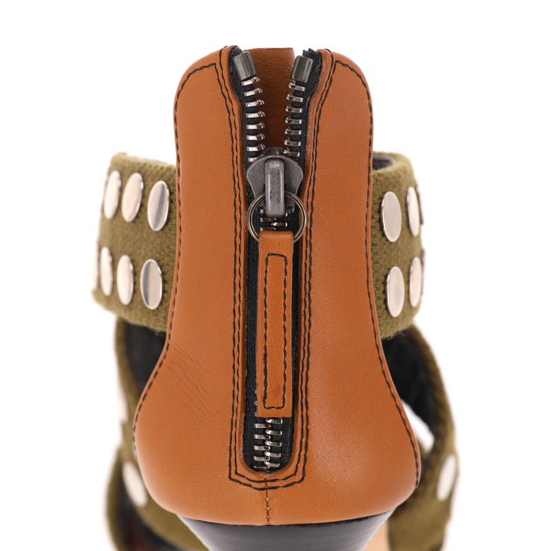 Giuseppe Zanotti Studded Canvas Strappy Sandals. Size 39