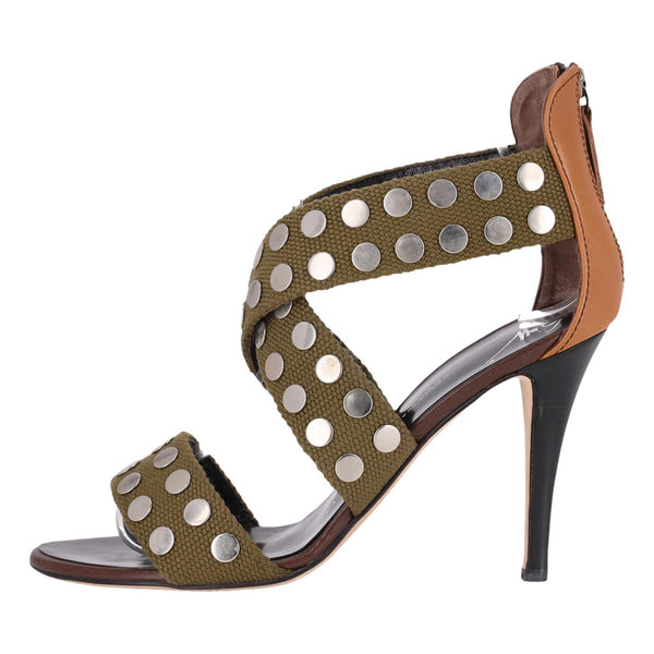 Giuseppe Zanotti Studded Canvas Strappy Sandals. Size 39