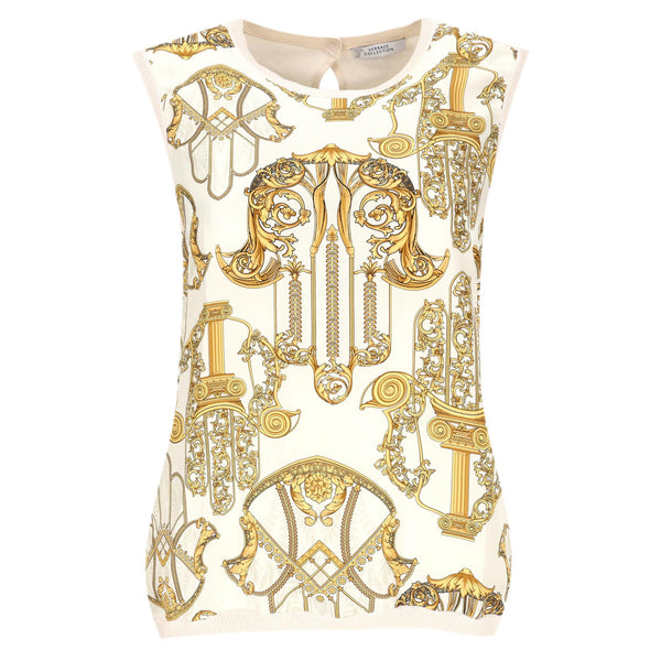 Versace Collection Baroque Print Silk Knitted Top. Size 44IT
